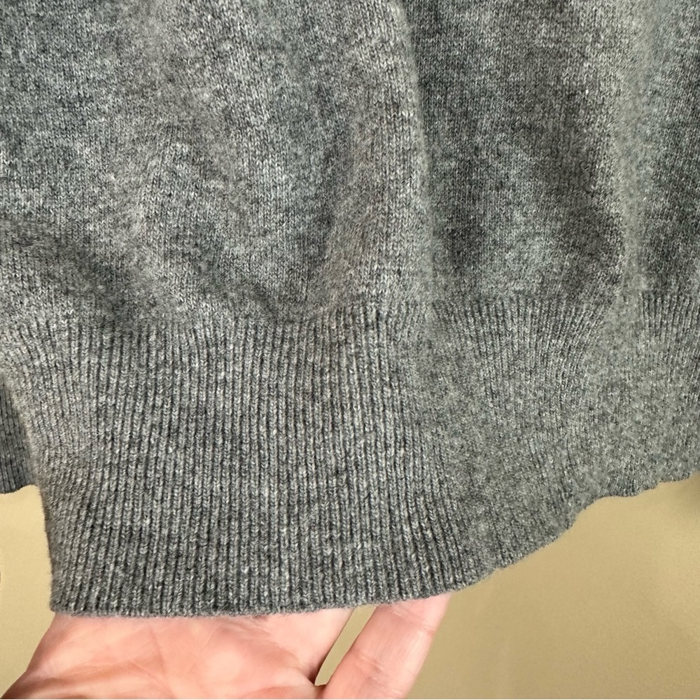 Banana Republic Mens Heather Gray Elbow Patches Italian Yarn Wool Sweater Medium - Picture 5 of 10